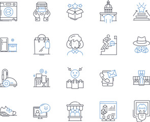 Secure nerk line icons collection. Encryption, Firewall, Protection, Cybersecurity, Authentication, Firewall, Breach vector and linear illustration. Hacker,Key,Privacy outline signs set