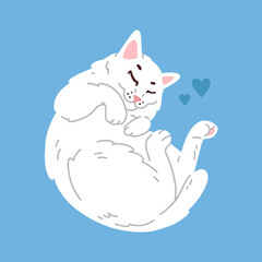 Vector illustration cute cartoon cat sleeping for digital stamp,greeting card,sticker,icon,Easter design