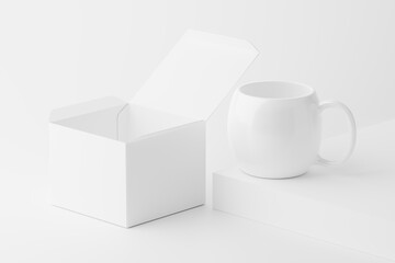 Ceramic Mug Cup For Coffee Tea White Blank 3D Rendering Mockup