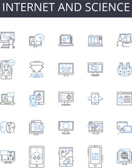 Internet and science line icons collection. nternet, Web, Net, Cyberspace, Online, Digital world, Information superhighway vector and linear illustration. World Wide Web,Cloud,Connectivity outline