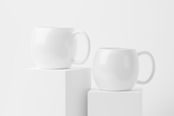 Ceramic Mug Cup For Coffee Tea White Blank 3D Rendering Mockup