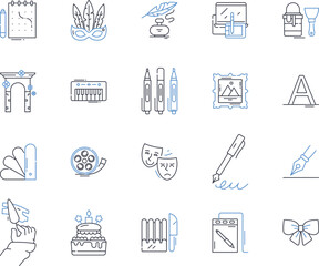 Proactive endeavor line icons collection. Initiative, Determination, Purposeful, Ambition, Resourcefulness, Ingenious, Inventive vector and linear illustration. Solutions-oriented,Results-driven