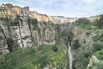 Panorama of the Algerian city of Constantine located on a hill