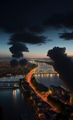 city harbour at night made using Generative AI Technology.