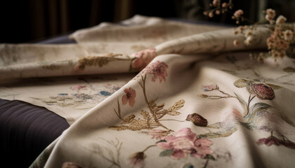 Silk pillow adds elegance to old fashioned bedroom generated by AI