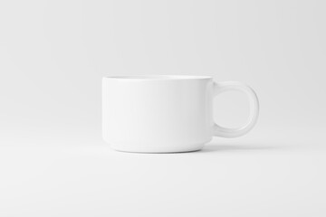 Ceramic Mug Cup For Coffee Tea White Blank 3D Rendering Mockup