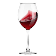 red Wine in glass isolated on white background, full depth of field