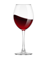 red Wine in glass isolated on white background, full depth of field