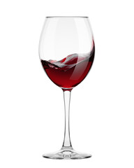 red Wine in glass isolated on white background, full depth of field