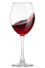 red Wine in glass isolated on white background, full depth of field