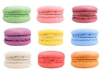 macaroons isolated on white background, full depth of field