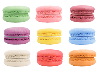 macaroons isolated on white background, full depth of field