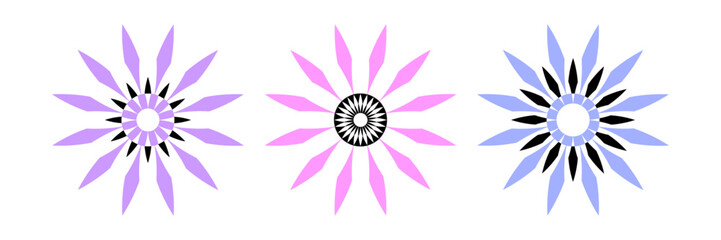 Fototapeta na wymiar Abstract Flower Icons. Design Elements Set.