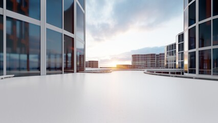 Modern office building in the city 3d render