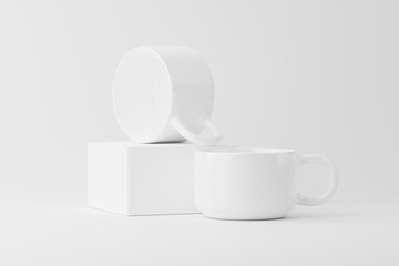 Ceramic Mug Cup For Coffee Tea White Blank 3D Rendering Mockup