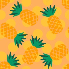 Cartoon summer fruit seamless pineapple pattern for wrapping paper and fabrics and linens and kids clothes print