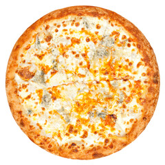 Pizza with cheese, isolated on white background, full depth of field