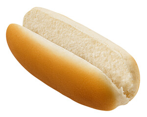 HOT DOG bun isolated on white background, full depth of field