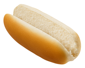 HOT DOG bun isolated on white background, full depth of field