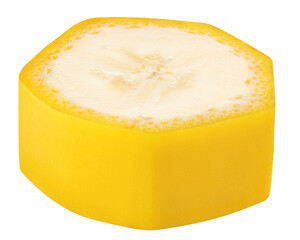 banana slice isolated on white background, full depth of field