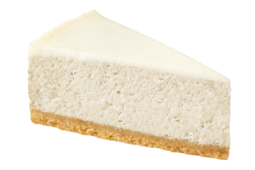 Piece of cheesecake isolated on white background, full depth of field