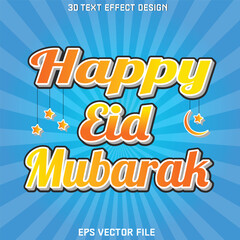 Eid Mubarak 3d text effect design