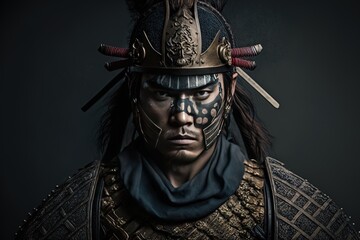 Fototapeta premium a man with a helmet and a sword in his hand Generative AI