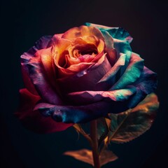 Fototapeta na wymiar Iridescent Bloom: Captivating Luminogram Holographic Rose
