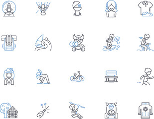 Swift rhythm line icons collection. Melodic, Harmonious, Vibrant, Energetic, Dynamic, Upbeat, Groovy vector and linear illustration. Lively,Catchy,Syncopated outline signs set