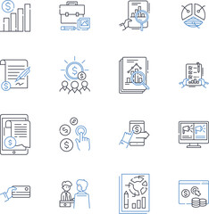 Accounts payable line icons collection. Invoicing, Receipts, Disbursements, Reconciliation, Transactions, Ledger, Payment vector and linear illustration. Vendors,Expenditures,Arrears outline signs set