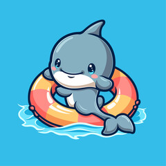 Cartoon funny sea animal mascot vector illustration character concept animal summer icon isolated