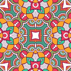 Abstract Pattern Mandala Flowers Plant Art Colorful Red Green Yellow 678