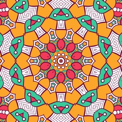 Abstract Pattern Mandala Flowers Plant Art Colorful Red Green Yellow 649