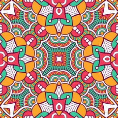 Abstract Pattern Mandala Flowers Plant Art Colorful Red Green Yellow 647