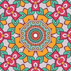 Abstract Pattern Mandala Flowers Plant Art Colorful Red Green Yellow 645