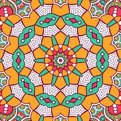 Abstract Pattern Mandala Flowers Plant Art Colorful Red Green Yellow 603