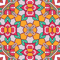 Abstract Pattern Mandala Flowers Plant Art Colorful Red Green Yellow 598
