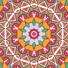 Abstract Pattern Mandala Flowers Plant Art Colorful Red Green Yellow 567