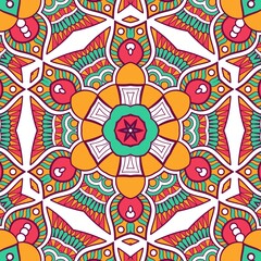 Abstract Pattern Mandala Flowers Plant Art Colorful Red Green Yellow 564