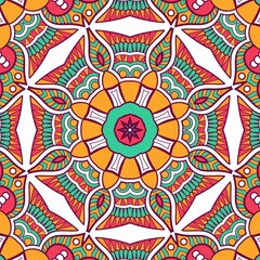 Abstract Pattern Mandala Flowers Plant Art Colorful Red Green Yellow 562