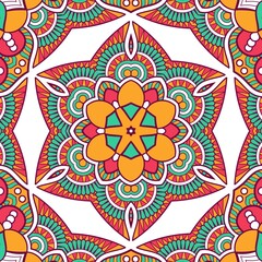 Abstract Pattern Mandala Flowers Plant Art Colorful Red Green Yellow 559