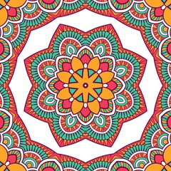 Abstract Pattern Mandala Flowers Plant Art Colorful Red Green Yellow 557