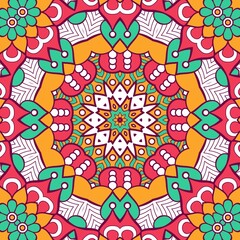 Abstract Pattern Mandala Flowers Plant Art Colorful Red Green Yellow 549