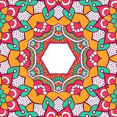 Abstract Pattern Mandala Flowers Plant Art Colorful Red Green Yellow 546