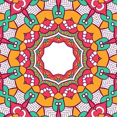Abstract Pattern Mandala Flowers Plant Art Colorful Red Green Yellow 545