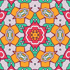 Abstract Pattern Mandala Flowers Plant Art Colorful Red Green Yellow 517