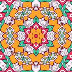 Abstract Pattern Mandala Flowers Plant Art Colorful Red Green Yellow 513