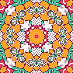 Abstract Pattern Mandala Flowers Plant Art Colorful Red Green Yellow 512