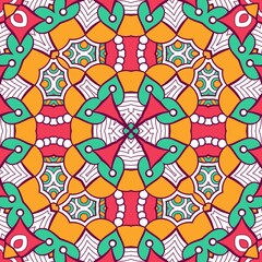 Abstract Pattern Mandala Flowers Plant Art Colorful Red Green Yellow 511