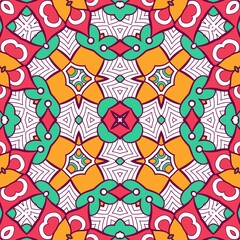 Abstract Pattern Mandala Flowers Plant Art Colorful Red Green Yellow 497
